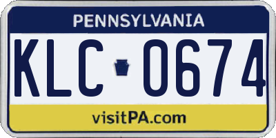 PA license plate KLC0674