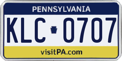 PA license plate KLC0707