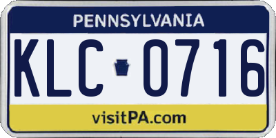 PA license plate KLC0716