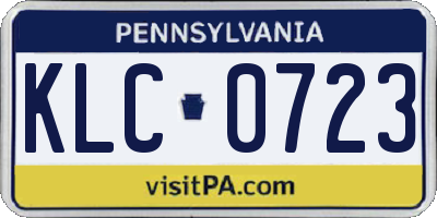 PA license plate KLC0723