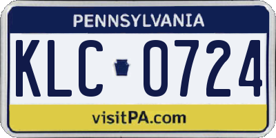 PA license plate KLC0724