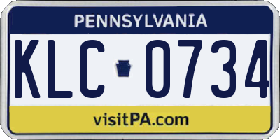 PA license plate KLC0734