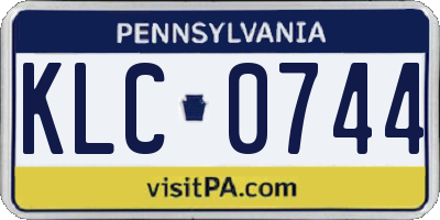 PA license plate KLC0744
