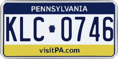 PA license plate KLC0746