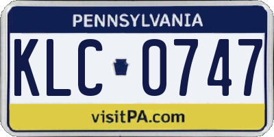 PA license plate KLC0747