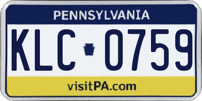PA license plate KLC0759