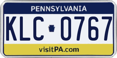 PA license plate KLC0767