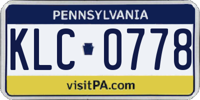 PA license plate KLC0778