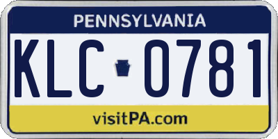 PA license plate KLC0781