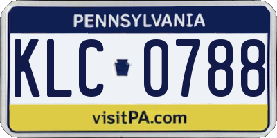 PA license plate KLC0788