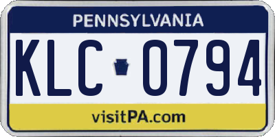PA license plate KLC0794