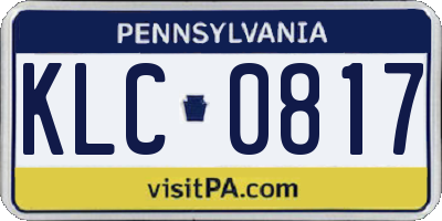 PA license plate KLC0817
