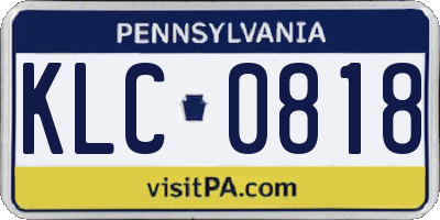 PA license plate KLC0818