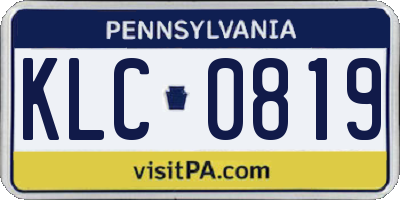 PA license plate KLC0819