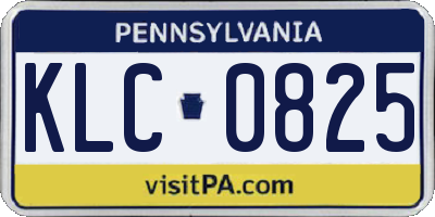 PA license plate KLC0825