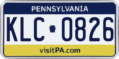 PA license plate KLC0826