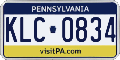 PA license plate KLC0834