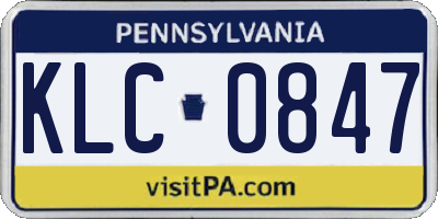 PA license plate KLC0847
