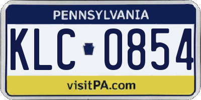 PA license plate KLC0854