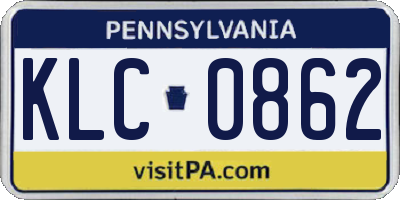PA license plate KLC0862