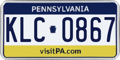 PA license plate KLC0867