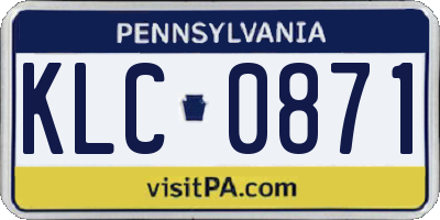 PA license plate KLC0871