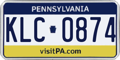 PA license plate KLC0874