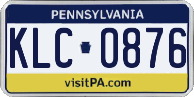PA license plate KLC0876