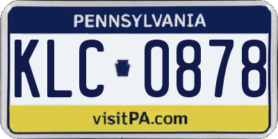 PA license plate KLC0878
