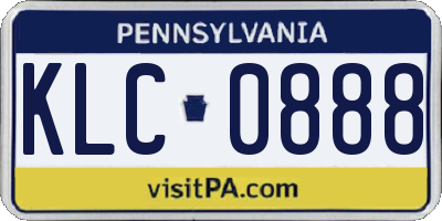 PA license plate KLC0888