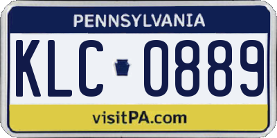 PA license plate KLC0889