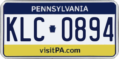 PA license plate KLC0894