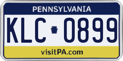 PA license plate KLC0899