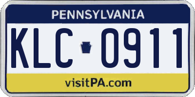 PA license plate KLC0911