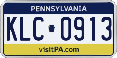 PA license plate KLC0913