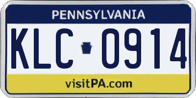 PA license plate KLC0914