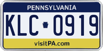 PA license plate KLC0919