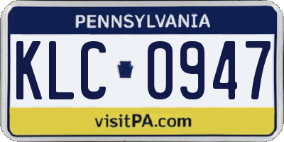 PA license plate KLC0947