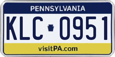 PA license plate KLC0951
