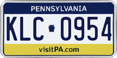 PA license plate KLC0954