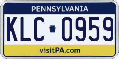 PA license plate KLC0959