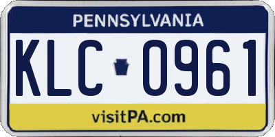 PA license plate KLC0961