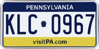 PA license plate KLC0967