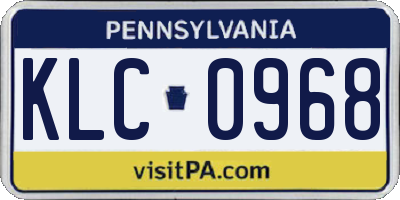 PA license plate KLC0968