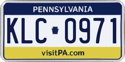 PA license plate KLC0971