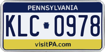 PA license plate KLC0978