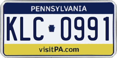 PA license plate KLC0991