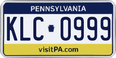 PA license plate KLC0999