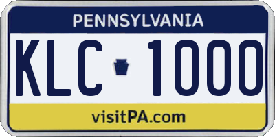 PA license plate KLC1000