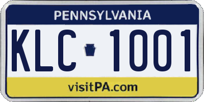 PA license plate KLC1001